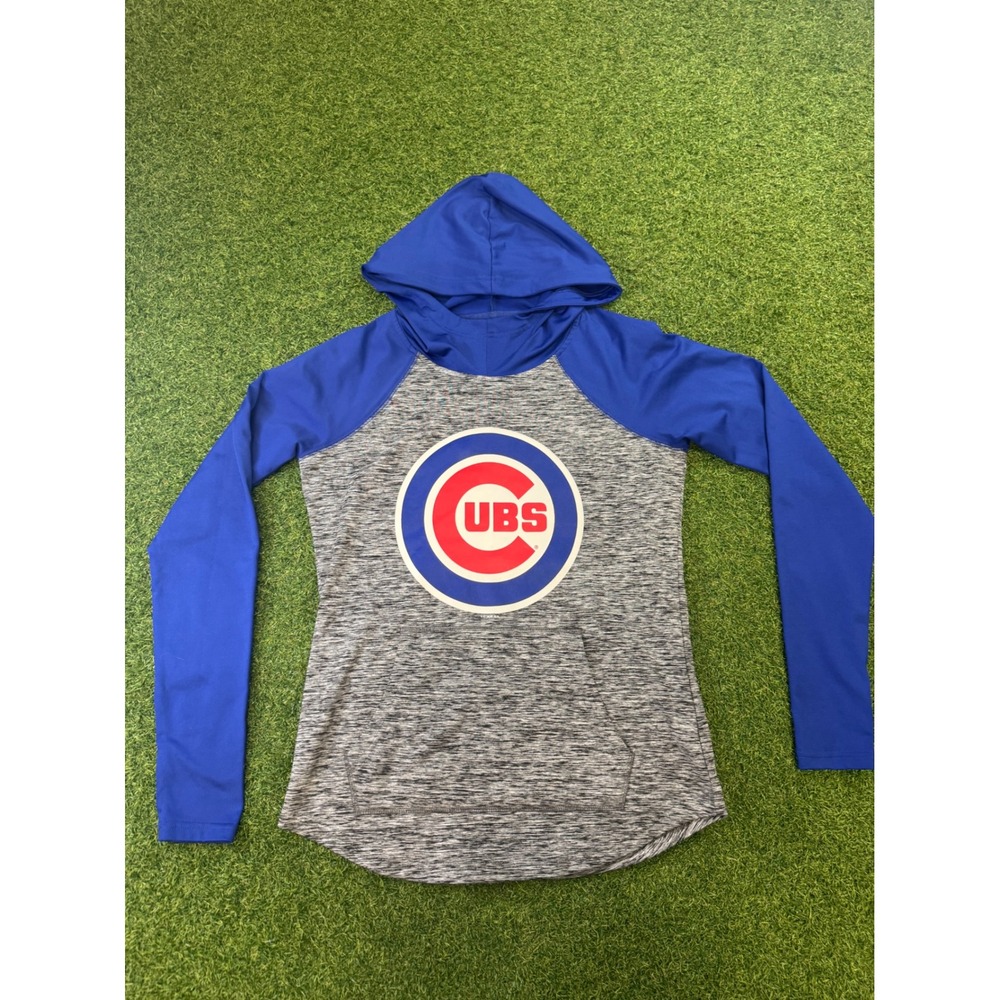 G-III 4Her Chicago Cubs MLB Lightweight Hoodie Blue Grey Large Raglan Pullover‎